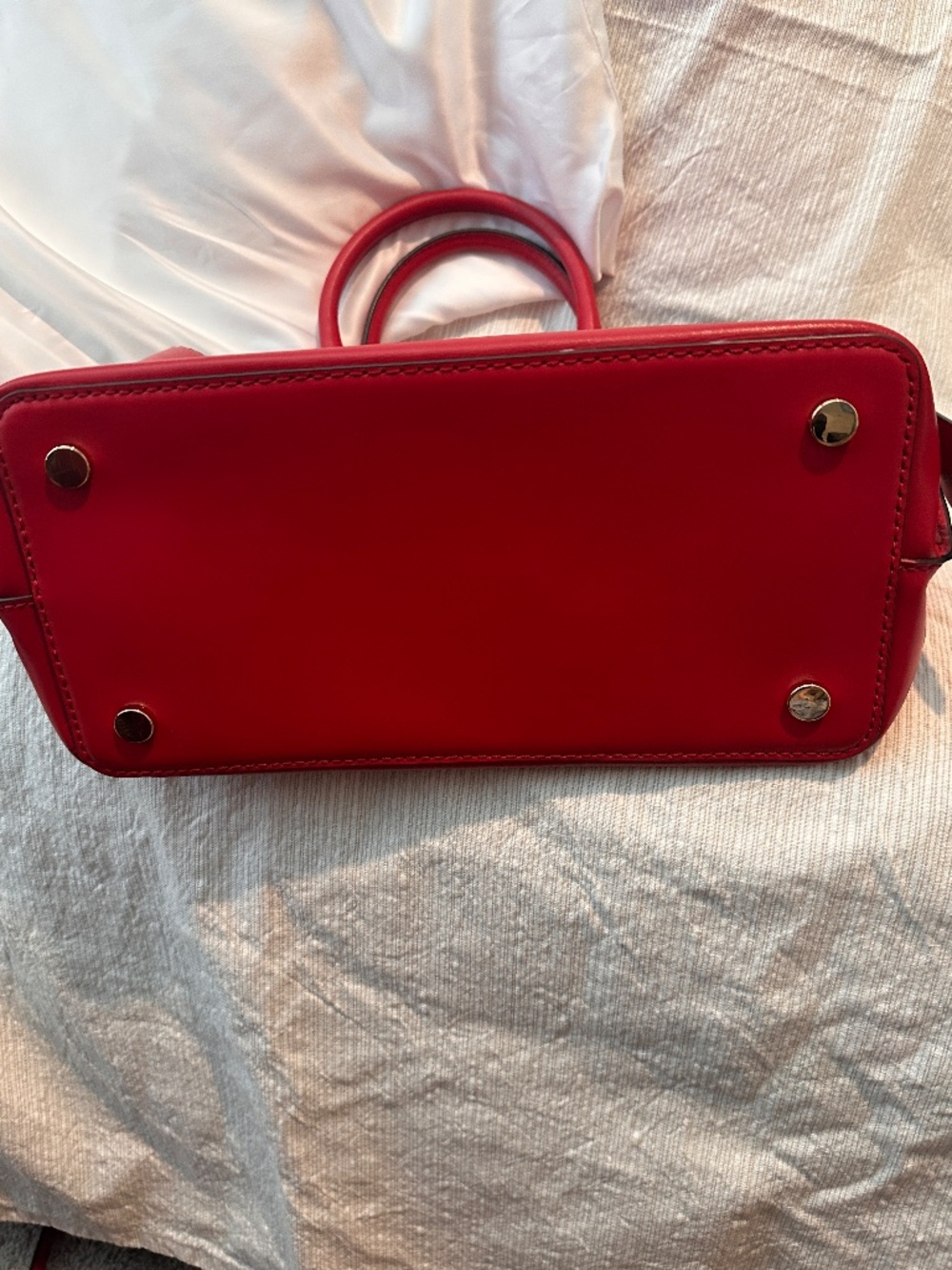 Michael Kors Hamilton Legacy Large Leather Satchel Tote Red Gold Lock Crossbody - Picture 6 of 6